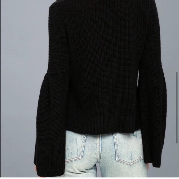 Free People Damsel Black Bell Sleeve Knit Sweater size medium - Picture 8 of 16